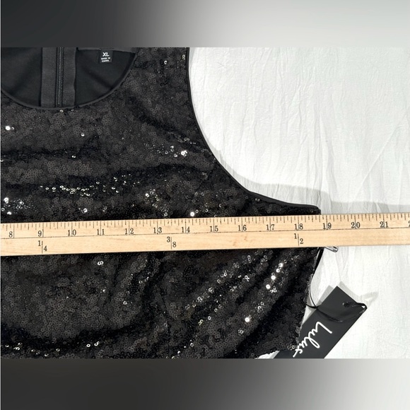 Lulus Life Illuminated Black Sequin Cutout Skater Dress Size L NWT Homecoming - Picture 9 of 13